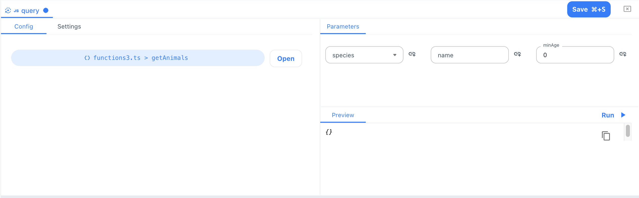 Controls for custom function parameters